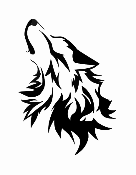 Great black-ink howling wolf tattoo design