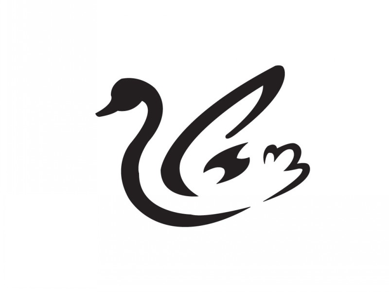 Great black-line swan tattoo design