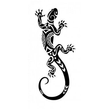 Great black polynesian lizard tattoo design
