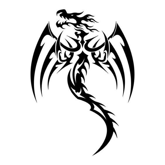 Great black tribal dragon silhouette tattoo design