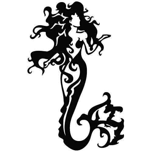 Great blak-ink tribal standing mermaid tattoo design