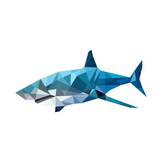 Great blue geometric shark tattoo design