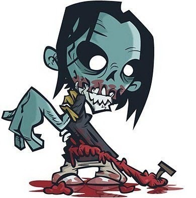Great cartoon zombie boy with empty eyes tattoo design