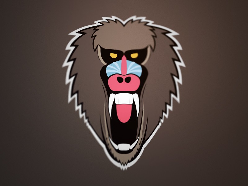Great colored screaming baboon face logo tattoo design