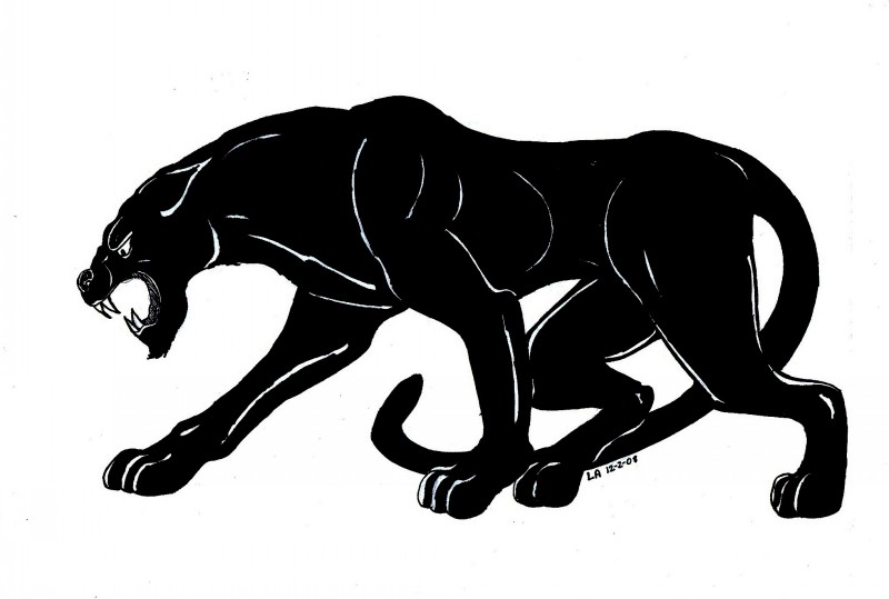 Great full black panther tattoo design