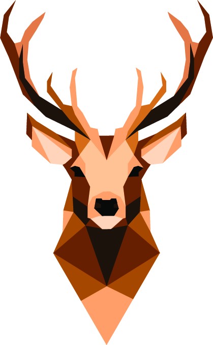 Great geometric brown deer portrait tattoo design
