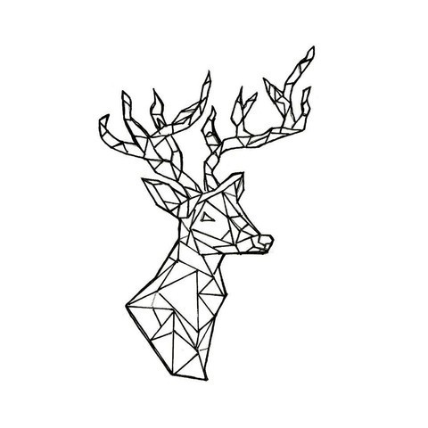 Great geometric deer in profile tattoo design