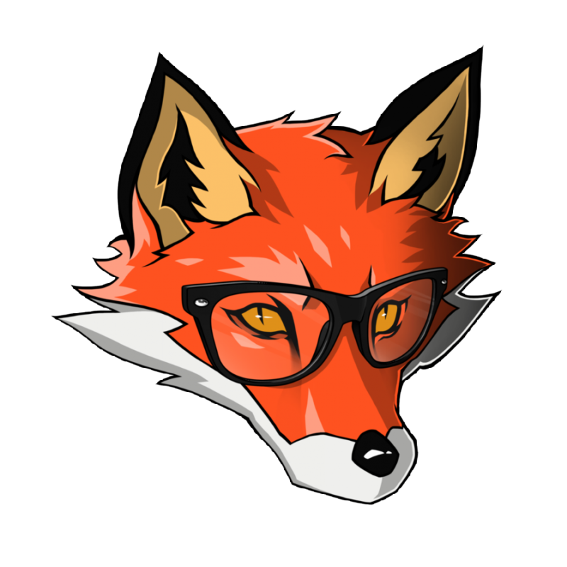 Great orange fox in black glasses tattoo design by Daboss1989
