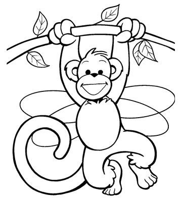 Great outline monkey hanging on tree tattoo design