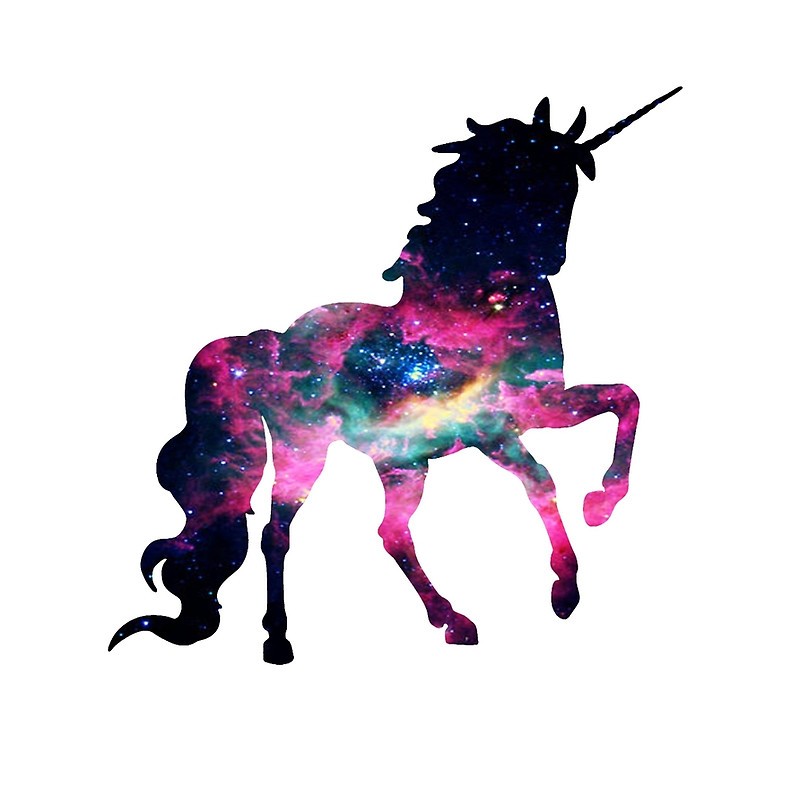 Great pink-and-black space unicorn tattoo design