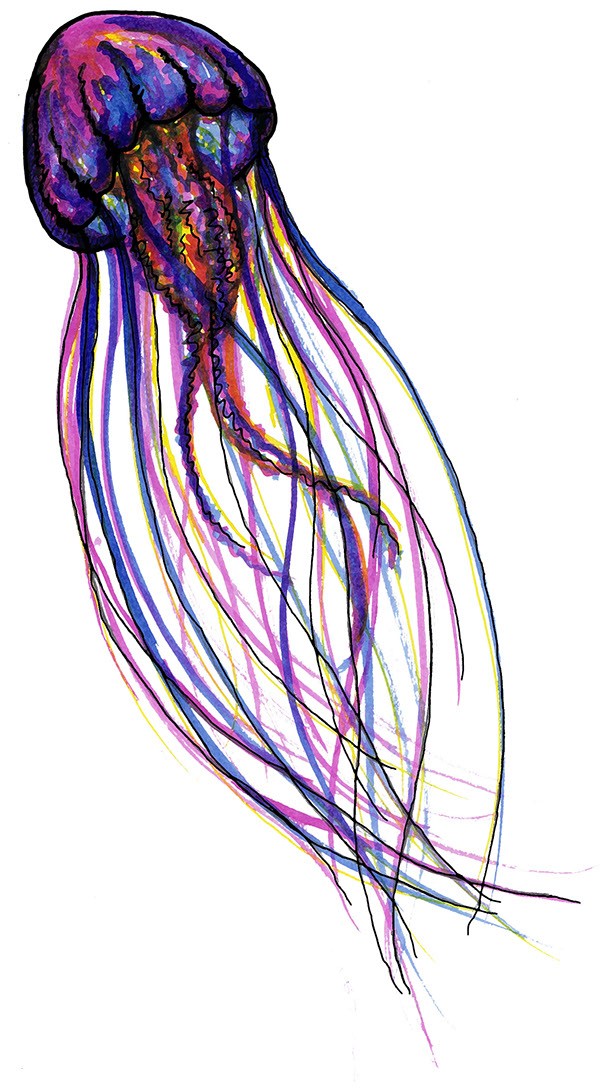 Great rainbow watercolor jellyfish tattoo design