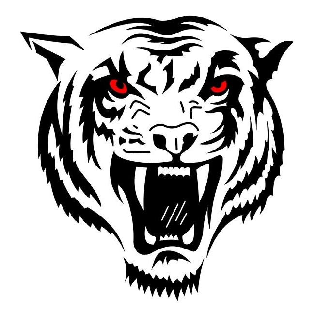 Great red-eyed tiger muzzle tattoo design