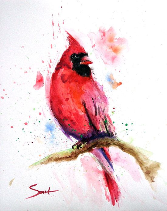 Great red watercolor bird tattoo design