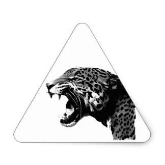 Great screaming jaguar in triangle frame tattoo design