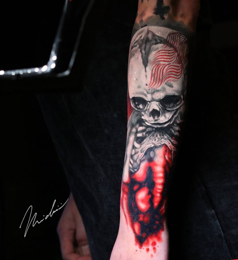 Great skeleton tattoo on arm