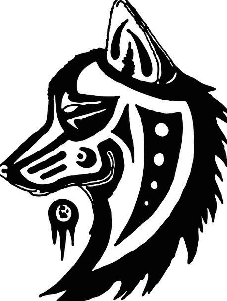 Great tribal dog with ornaments tattoo design