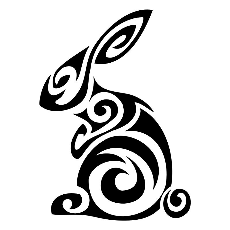 Great tribal sitting rabbit tattoo design