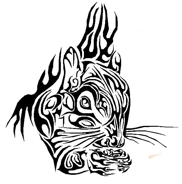 Great tribal squirrel head tattoo design by Jeo