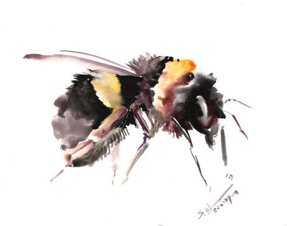Great watercolor crawling bee tattoo design