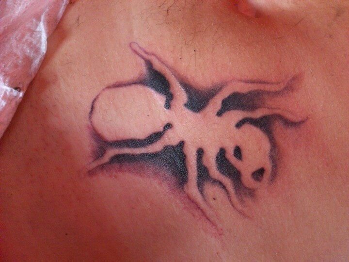 Great white prodigy ant on black background tattoo