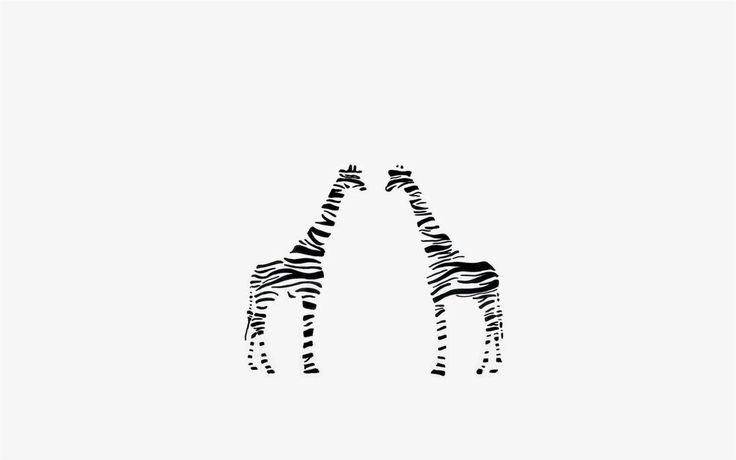 Great zebra-prented giraffe couple tattoo design