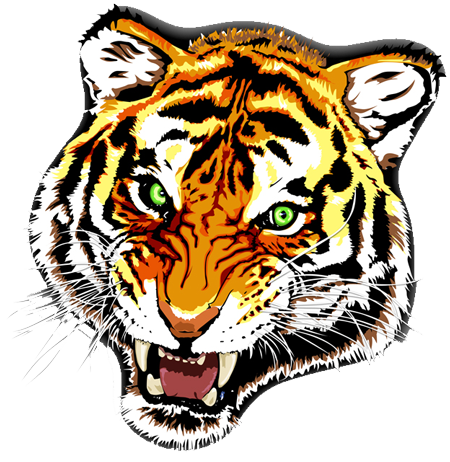 Green-eyed tiger muzzle tattoo design