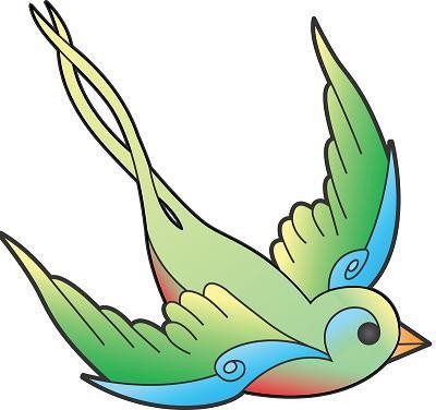 Green old school sparrow tattoo design