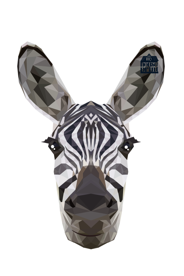 Grey-color geometric zebra head tattoo design
