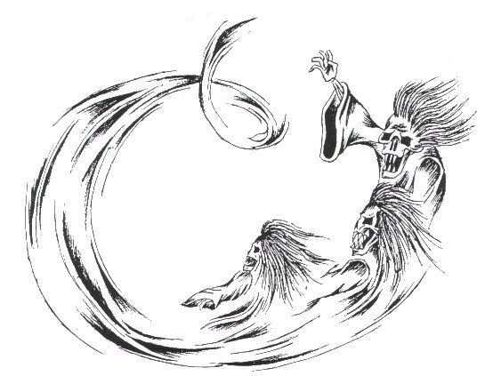 Desenho de tatuagem de vórtice de morte de tinta cinza