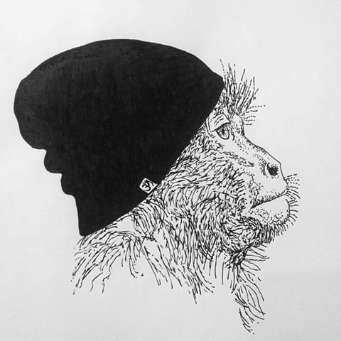 Grey-ink monkey hipster in black hat tattoo design