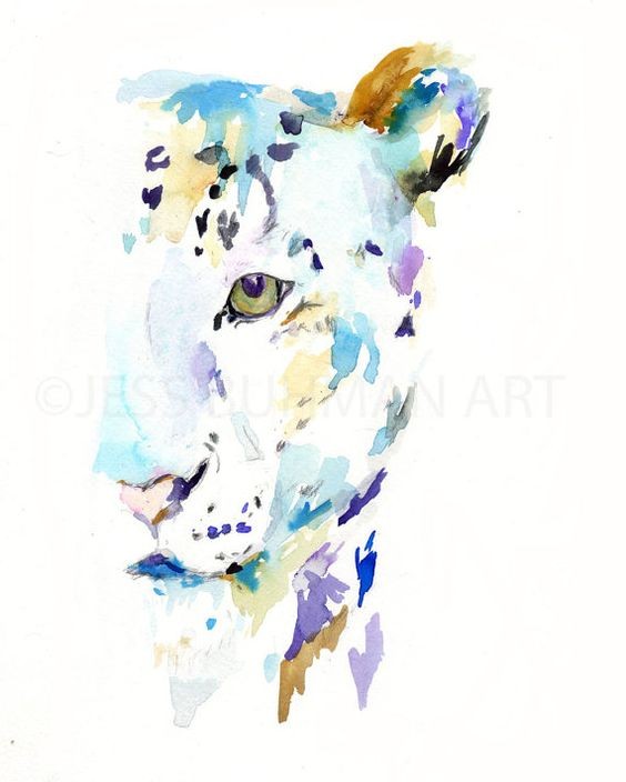 Half watercolor leopard face tattoo design