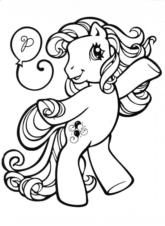 Happy animated outline horse with balloon print tattoo design