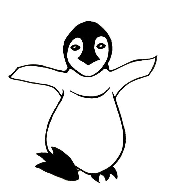 Happy baby penguin with waving flippers tattoo design by MP3 Designs