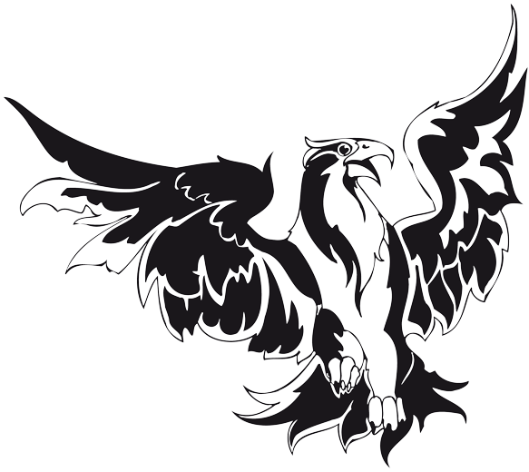 Happy black-and-white dancing eagle tattoo design
