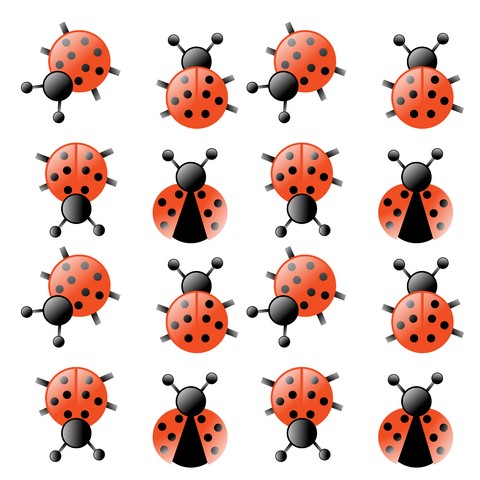 Harsh colored ladybug poses tattoo design