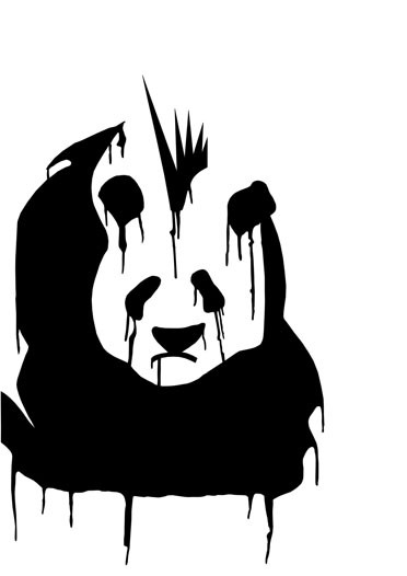 Horrible black-ink punk panda tattoo design by Sky Walker