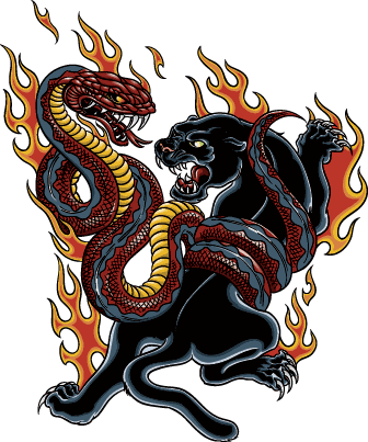 Hot fight between panther and snake tattoo design - Tattooimages.biz