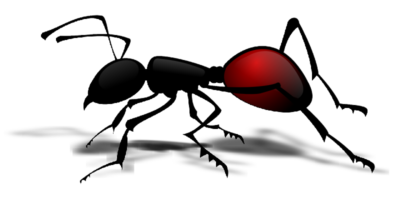 Huge black-and-red ant tattoo design
