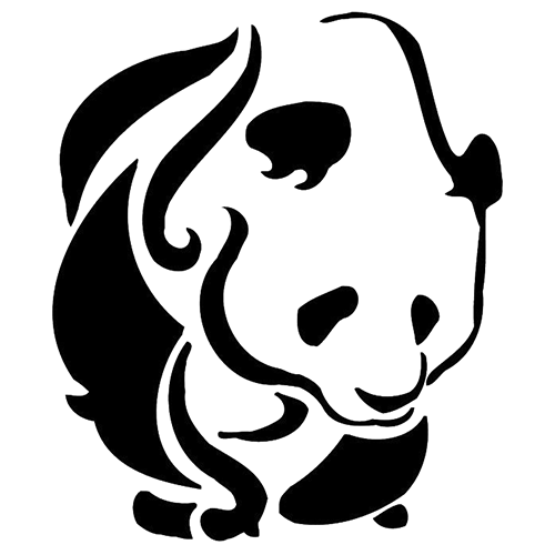 Huge black-ink tribal panda tattoo design