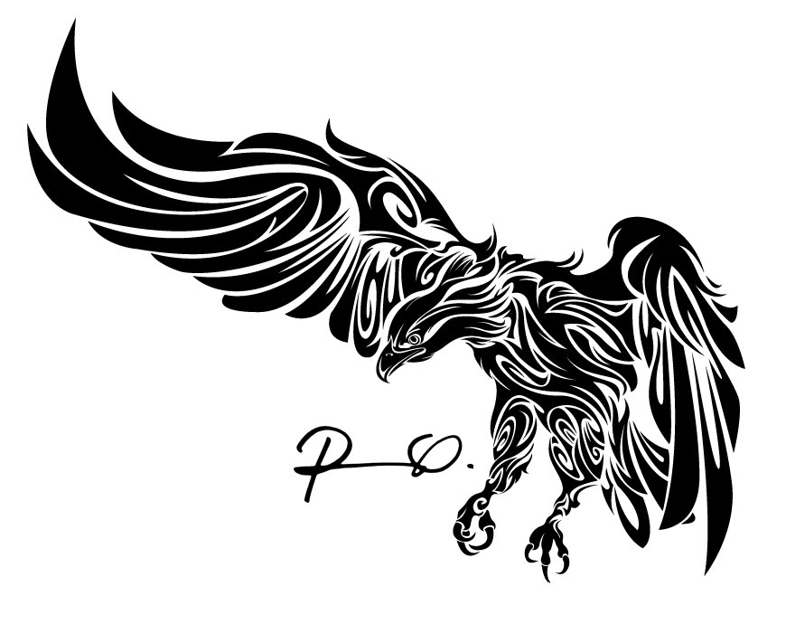 Huge black tribal eagle tattoo design