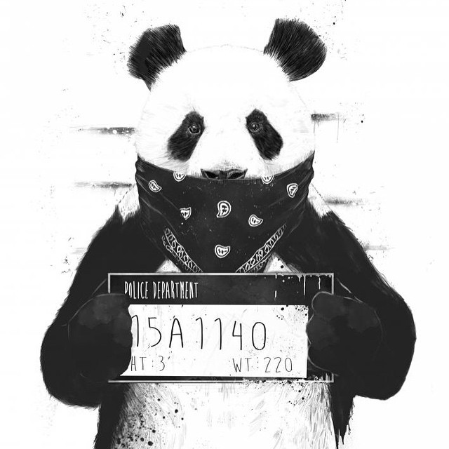 Huge panda prisoner keeping his number tattoo design