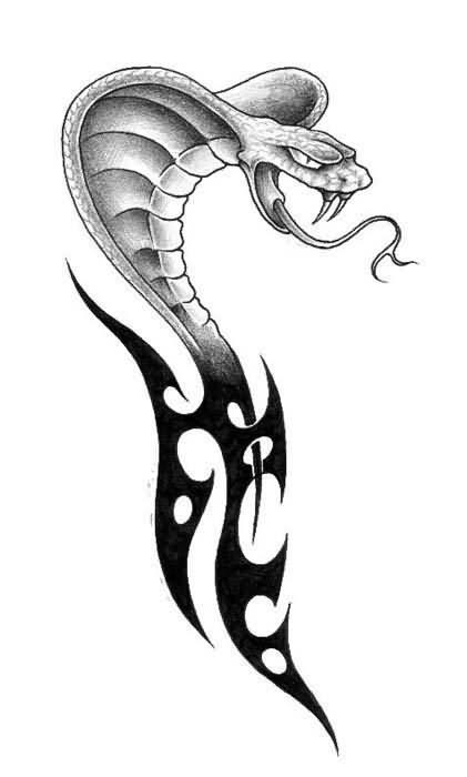 Hunting cobra snake with tribal elements tattoo design