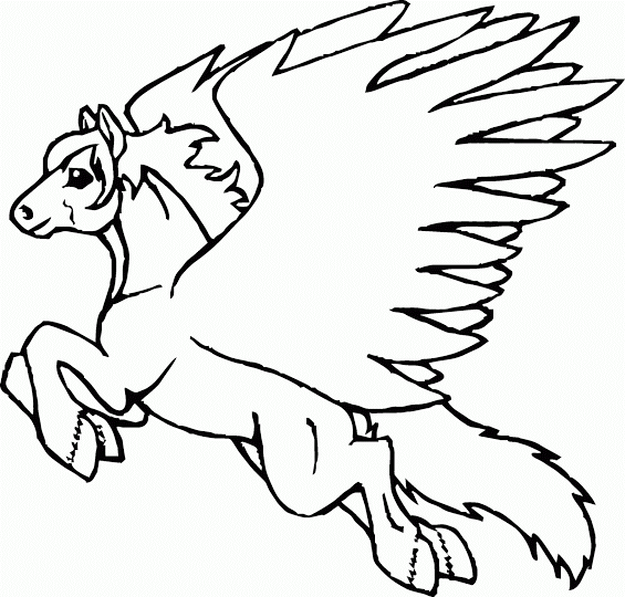 Pegasus de contorno preto apressado em desenho de tatuagem de estilo de desenho animado