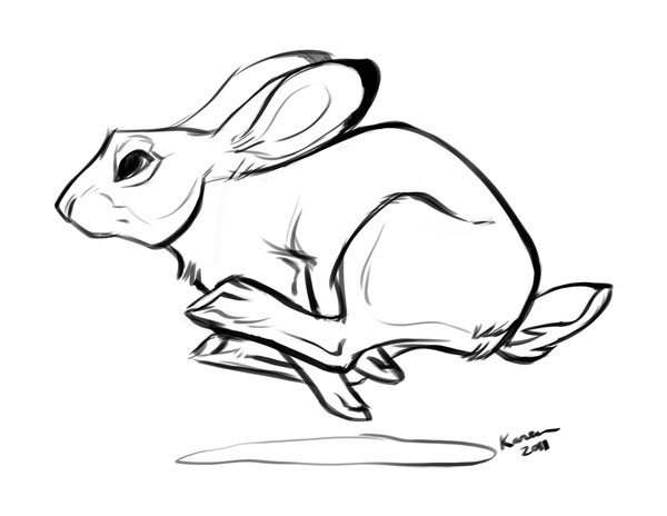 Hurried outline rabbit tattoo design by Grumpy Goat