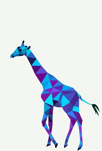 Hurring geometric giraffe in blue-and-violet colors tattoo design