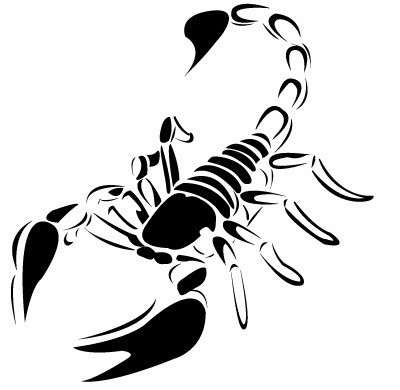 Impressibe black-ink scorpion tattoo design