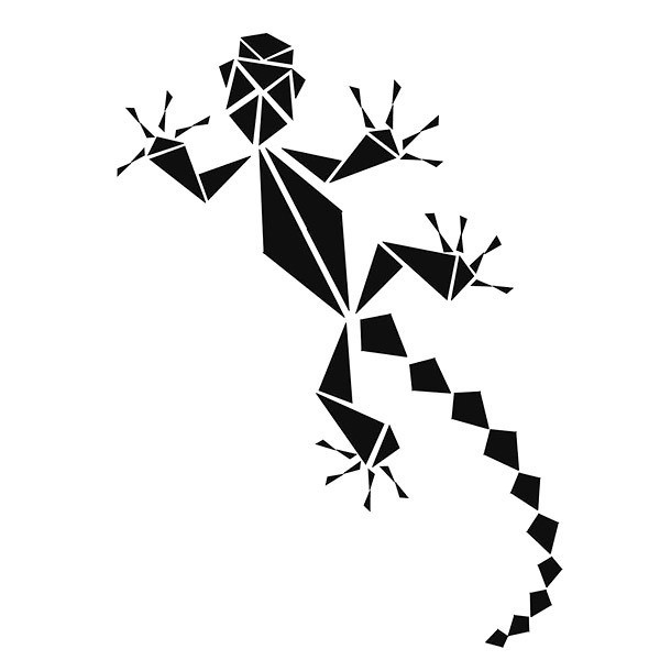 Impressive black geometrical-style lizard tattoo design