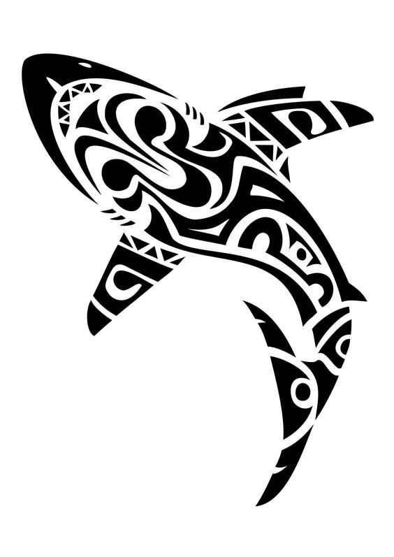 Impressive black tribal-patterned water animal tattoo design