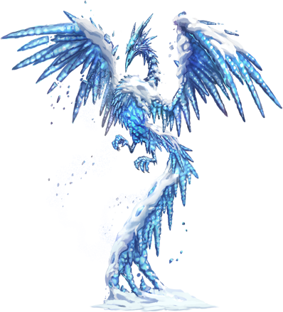 Impressive blue-color ice phoenix cowered with snow tattoo design