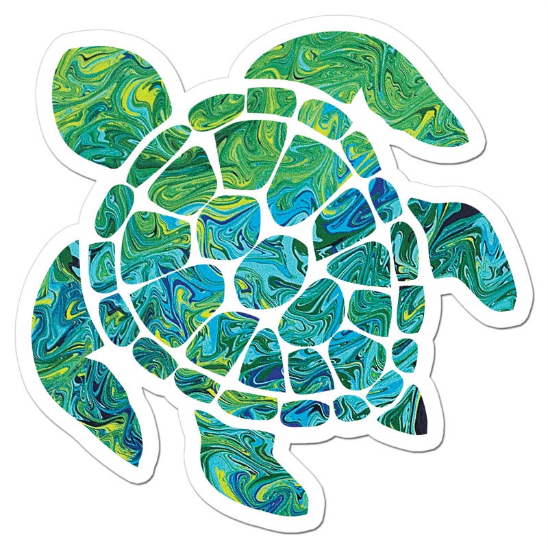 Impressive green-and-blue mosaic turtle tattoo design